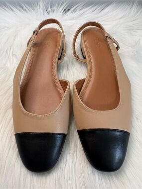 ASOS Beige and Black Two-Tone Slingback Flats